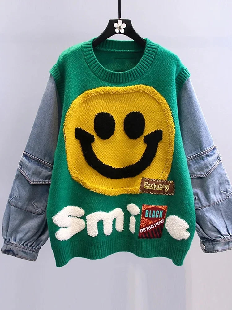 Vintage Smiling Face Sweater
