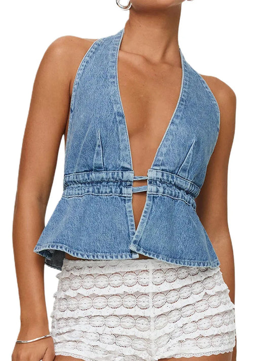 Women Denim Sleeveless Vest