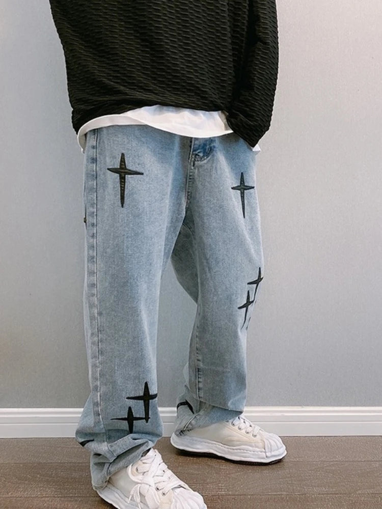 V-Crossed Streetwear Baggy Jeans