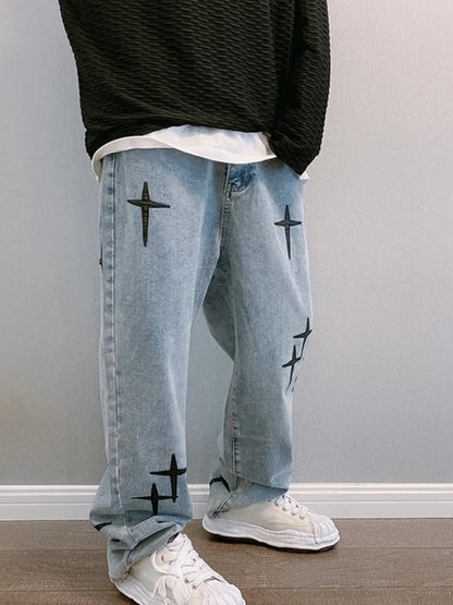 V-Crossed Streetwear Baggy Jeans