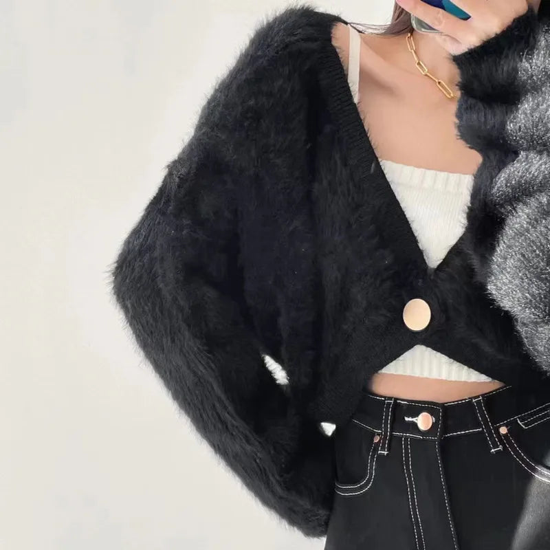 ANGEL Furry Cropped Cardigan Top