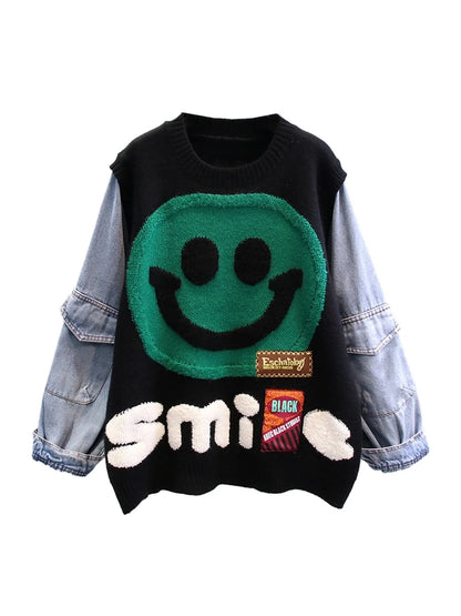 Vintage Smiling Face Sweater