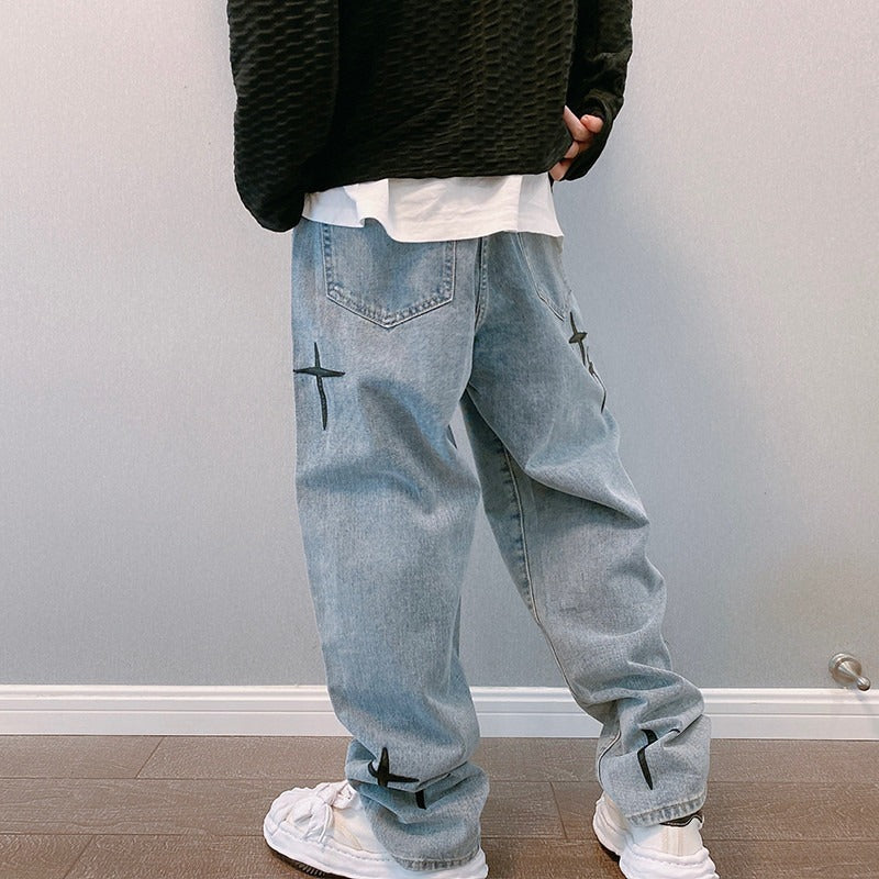V-Crossed Streetwear Baggy Jeans