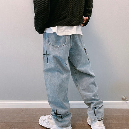 V-Crossed Streetwear Baggy Jeans
