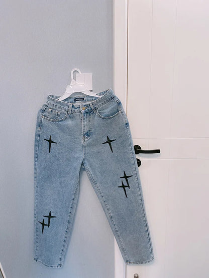 V-Crossed Streetwear Baggy Jeans