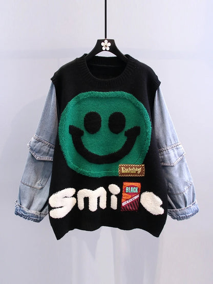 Vintage Smiling Face Sweater
