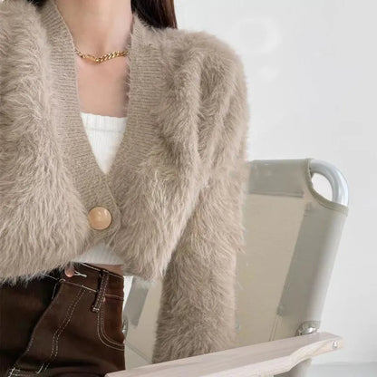 ANGEL Furry Cropped Cardigan Top
