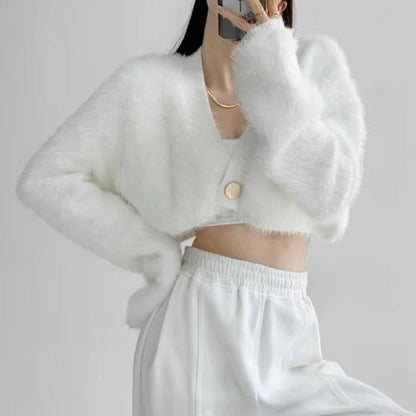 ANGEL Furry Cropped Cardigan Top